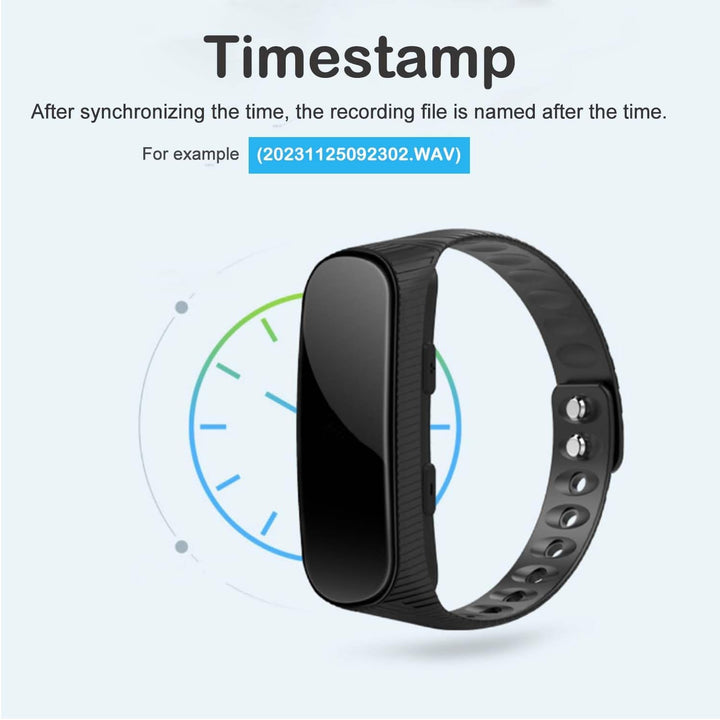 Sprachrecorder Armband 16 GB Professioneller Sprachrecorder mit Sprachaktivierung und MP3-Player Uhr