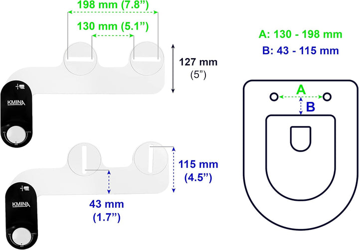 KMINA - Bidet Aufsatz für Toilette Kaltwasser, Schlauchlänge 80 cm, Toilettensitz, WC Dusche, Nicht