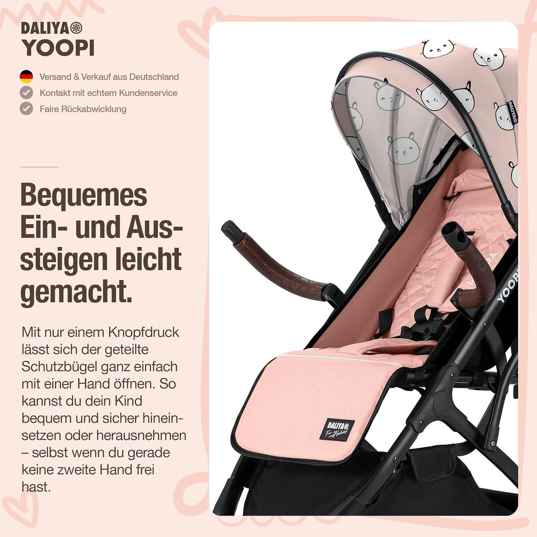 Daliya® YOOPI Reisebuggy, faltbar, mit Teleskopgriff, Flugzeug Buggy, Alluminiumrahmen, Stufenlose R