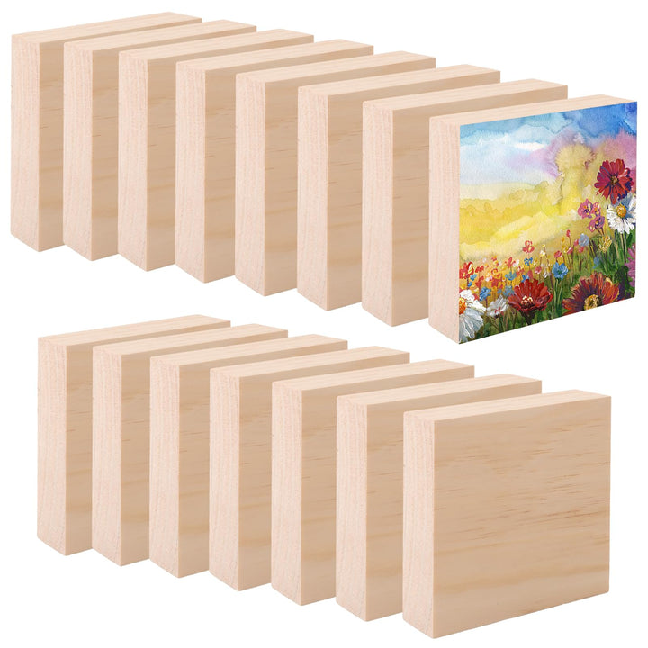 15 Stück Unbearbeitete Holzblöcke zum Schnitzen, Holzklötzchen zum basteln, MDF-Holzplatte zum baste