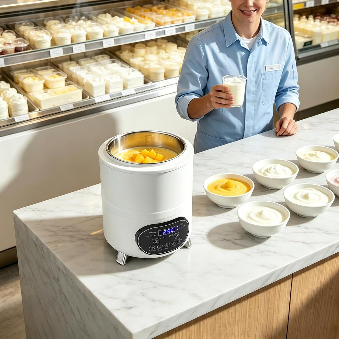 Joghurtmaschine 8 Liter, Edelstahl 304, Joghurtbereiter mit Temperaturregelung 25-80°C, für Fruchtes