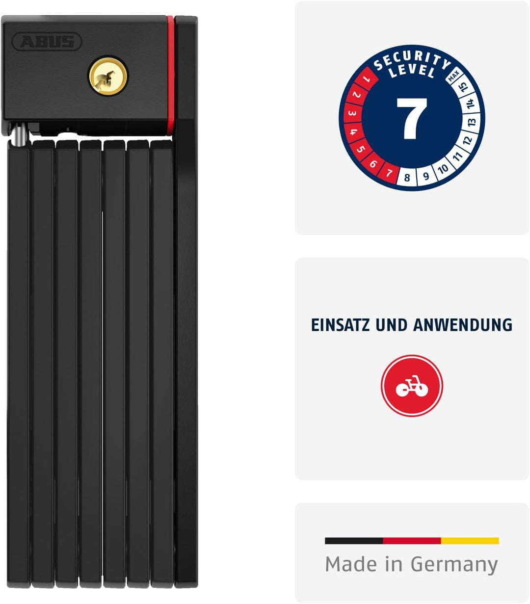 ABUS Faltschloss Bordo uGrip 5700K SH mit Halterung - Fahrradschloss mit 5 mm starken Stäben - ABUS-