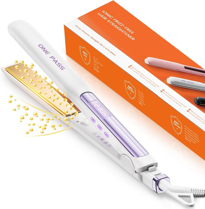 Faszin 2 in 1 Glätteisen Locken und Glätten, Titanplatten Ionen Haarglätter für einen glatten Stil,