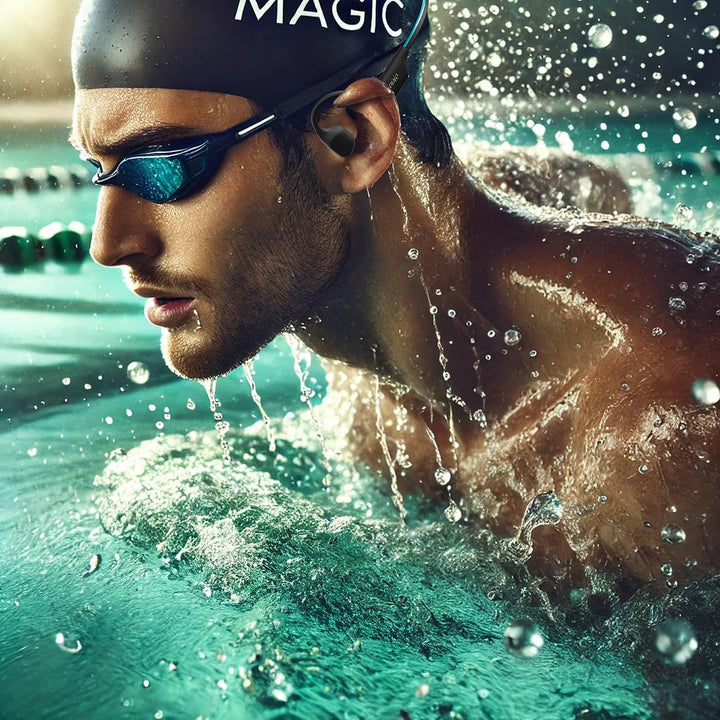 auvisio wasserdichte Knochenschall-Kopfhörer, BT 5.3, 32 GB MP3-Player, IP68