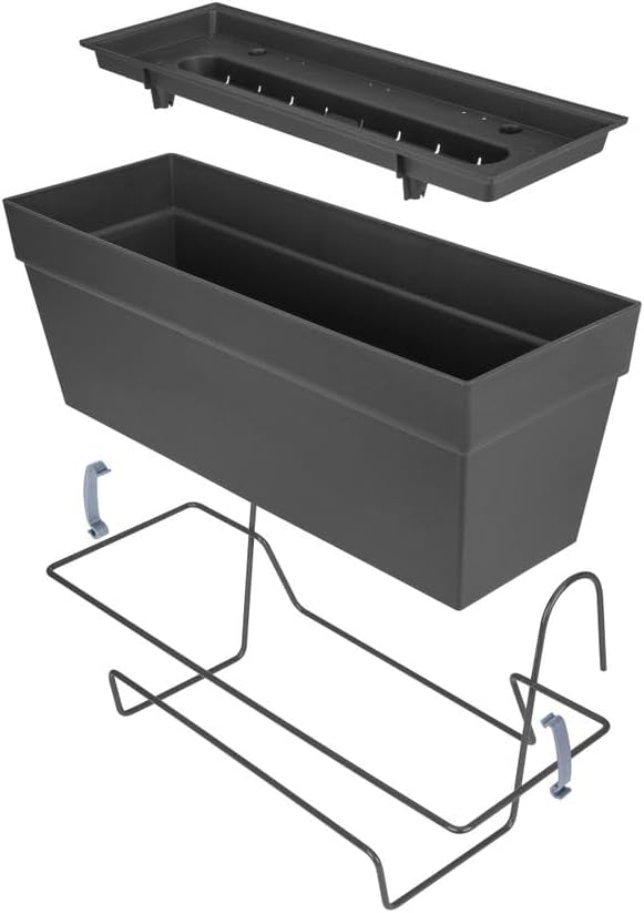 Elho Loft Urban Balkonkasten Allin 1 50 - Übertopf für Balkon & Aussen - Ø 49 x H 20.5 - Anthrazit 5