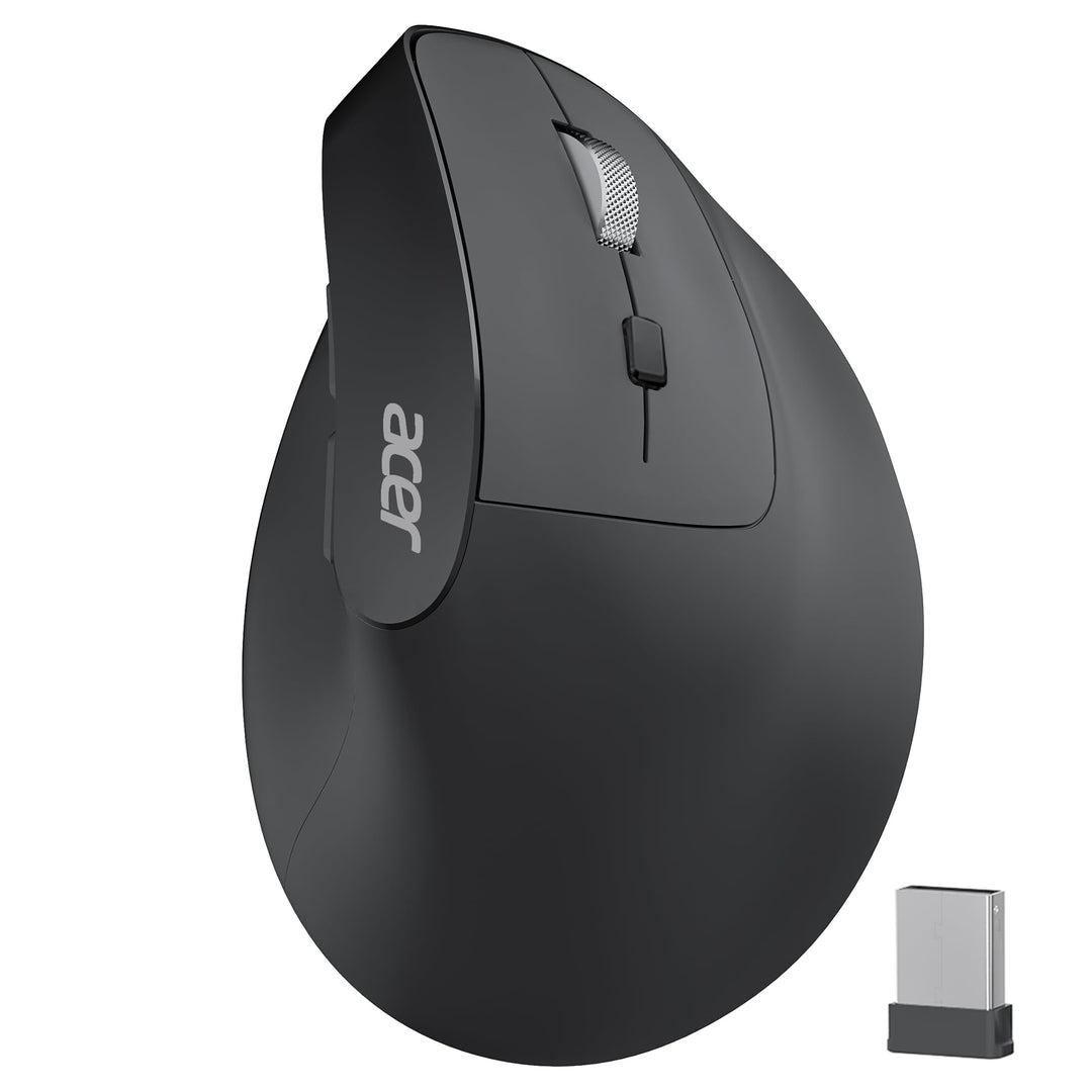 acer Ergonomische Maus Kabellos, Wiederaufladbare 2.4GHz Vertikale Maus mit 3 Einstellbaren DPI, 6 T