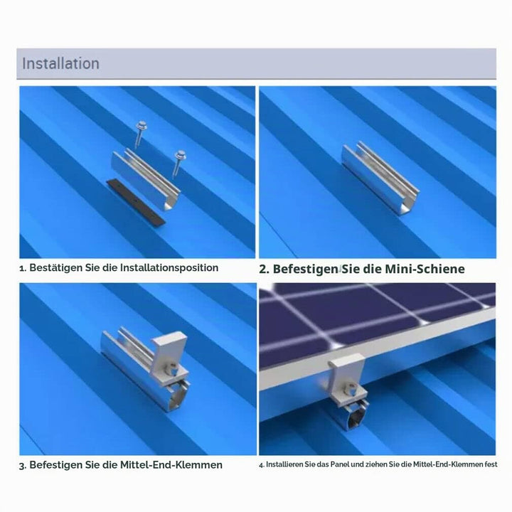 Solarmodul Halterung Befestigungssystem, Alu PV Modul Halterung mit 12CM Montageschiene und Befestig
