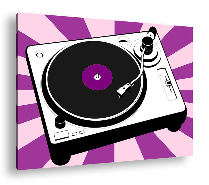 deyoli moderne Drehscheibe für Musik im Format: 80x60 als Leinwandbild, Motiv fertig gerahmt auf Ech