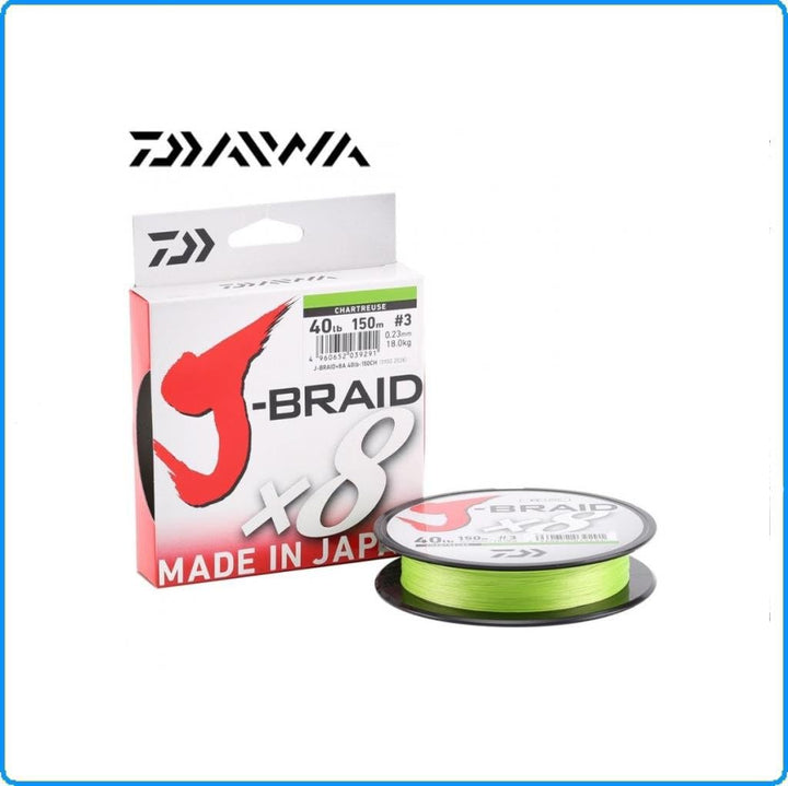 Daiwa J-Braid 8 Braid 300m Chartreuse - geflochtene Angelschnur Dm: 0,20mm, Dm: 0,20mm