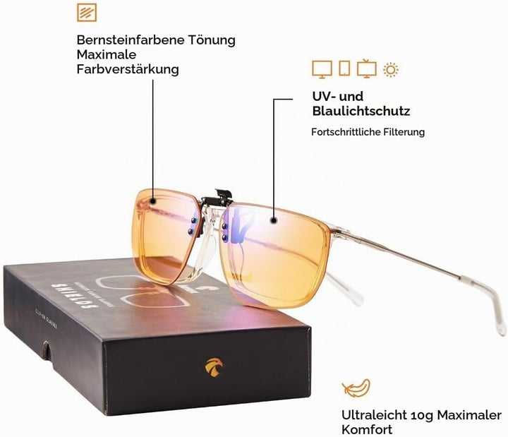 Horus X • Clip-On Clear • Aufsteckfilter für Korrektionsbrillen • Blaulichtfilter Brille • Hoher Sch