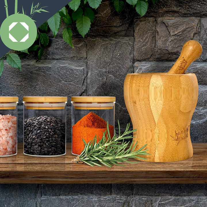 bambuswald© Gewürzgläser Set 10 Stück - Gewürzdosen mit je 150ml Volumen, inkl. luftdichten Bambus-D
