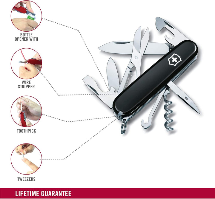 Victorinox Taschenmesser Climber (14 Funktionen, grosse Klinge, Kapselheber) 91mm Schwarz, Schwarz
