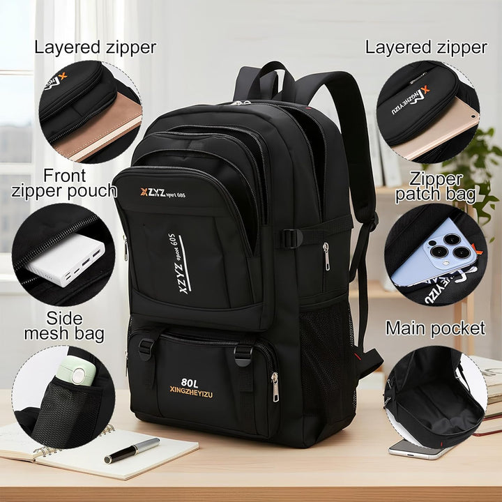80L Wandern Rucksack,Extra Grosser Wander-Camping-Rucksack,WasSerdichter Grosser Outdoor Sport Reise