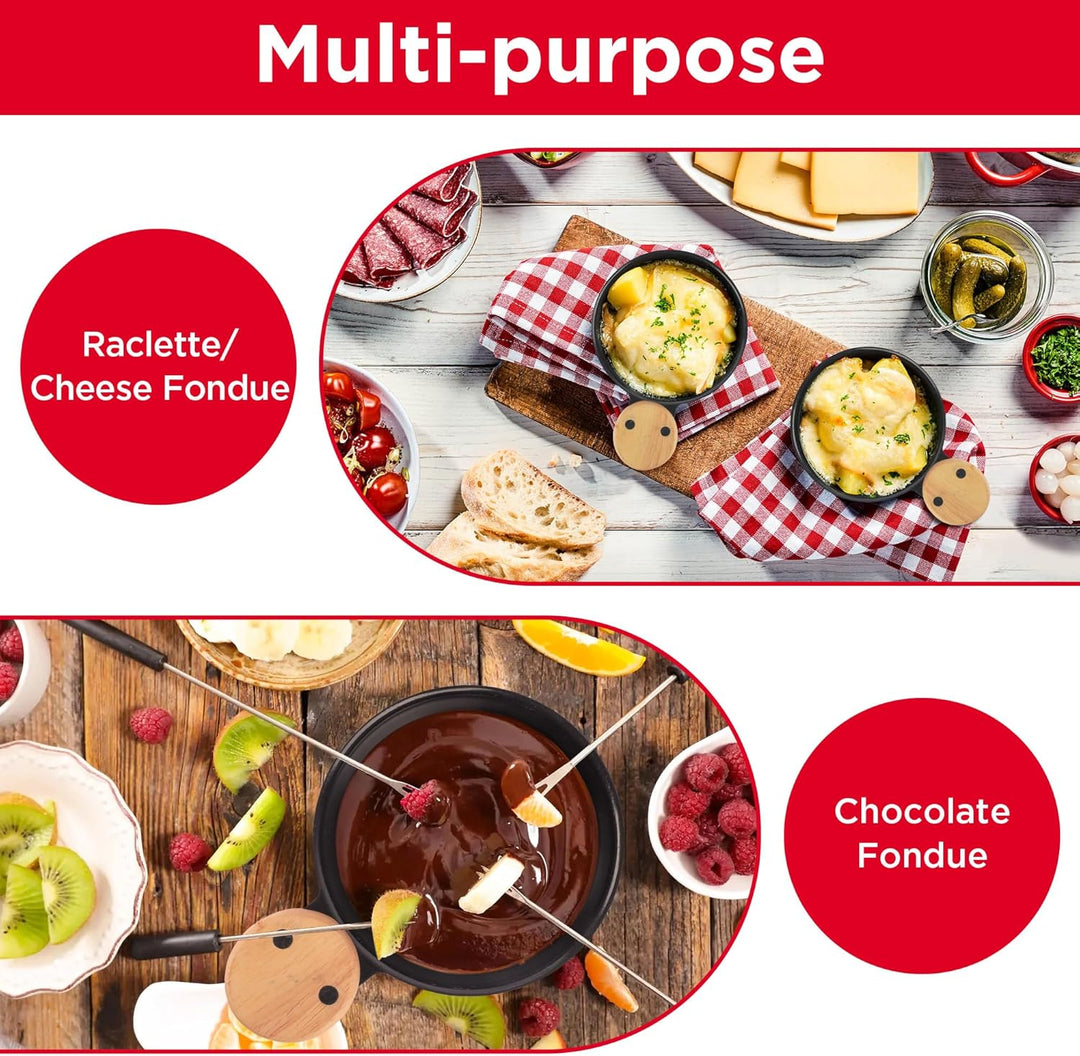 ipow 2er Set Mini Raclette Grill, Racletteofen Set antihaftbeschicht Kerzenraclette für Teelichter,