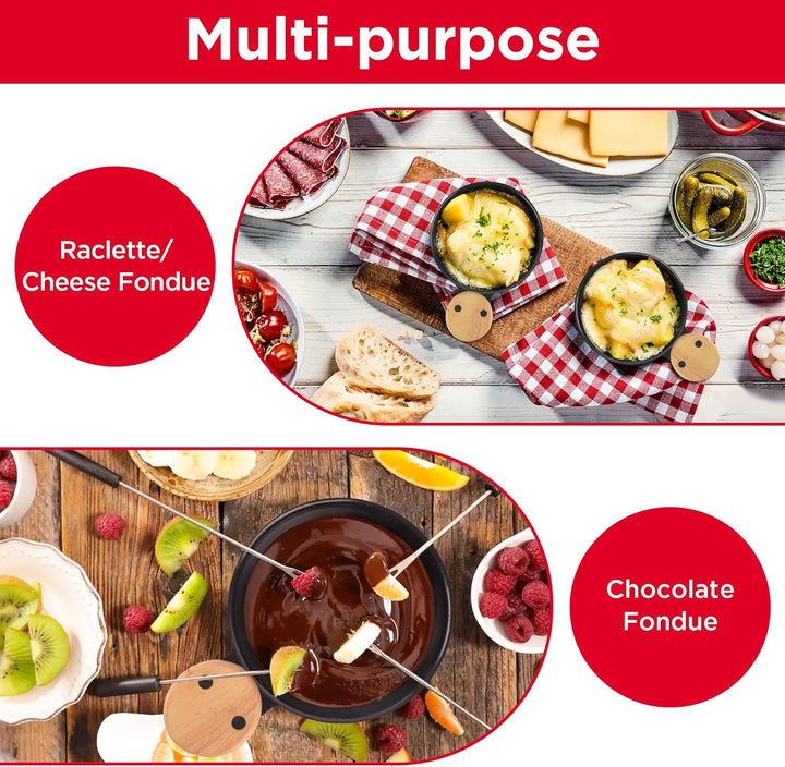ipow 2er Set Mini Raclette Grill, Racletteofen Set antihaftbeschicht Kerzenraclette für Teelichter,