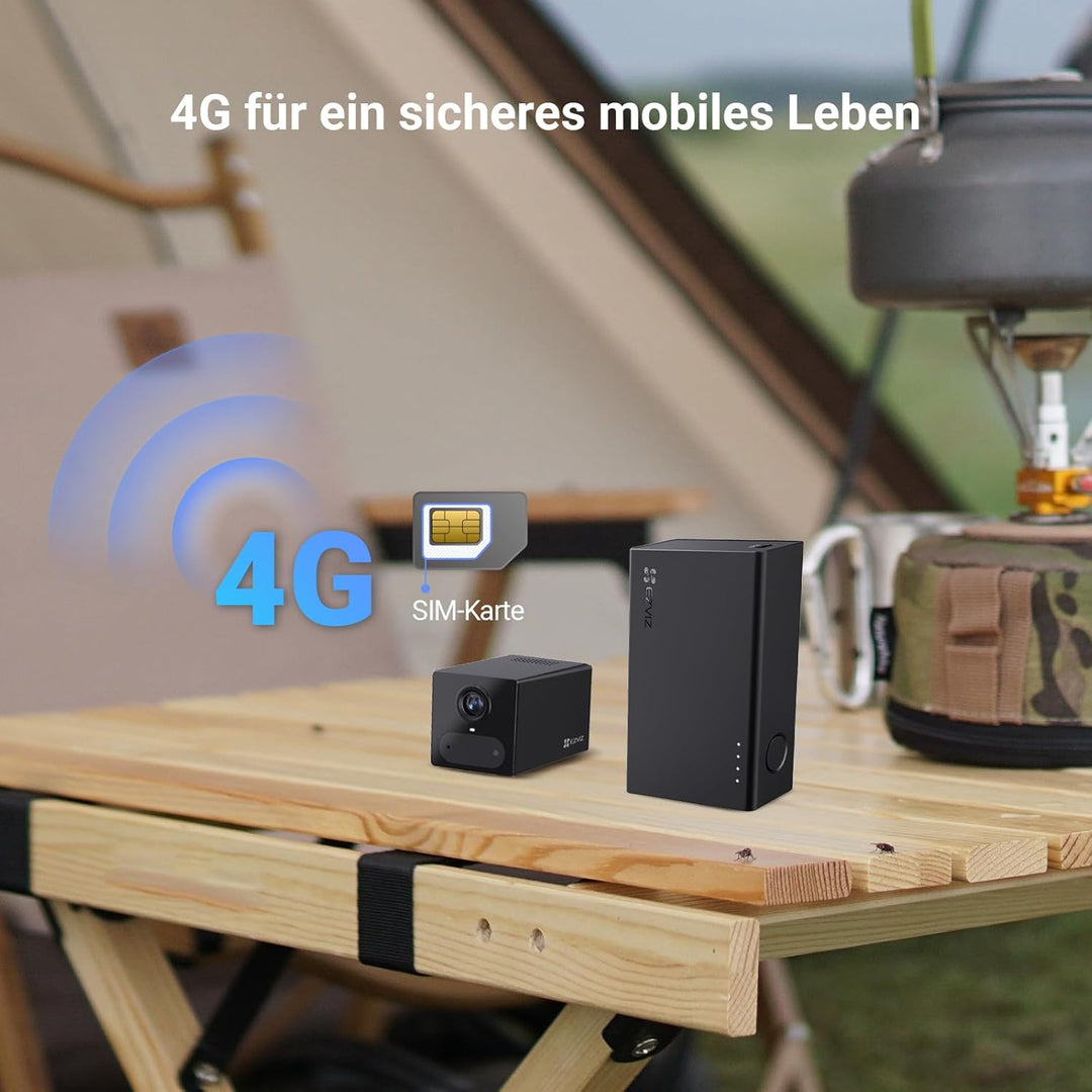 EZVIZ 4G LTE Überwachungskamera Innen mit SIM-Kartenslot, 2K Akku Kamera Ohne WLAN, Personenerkennun