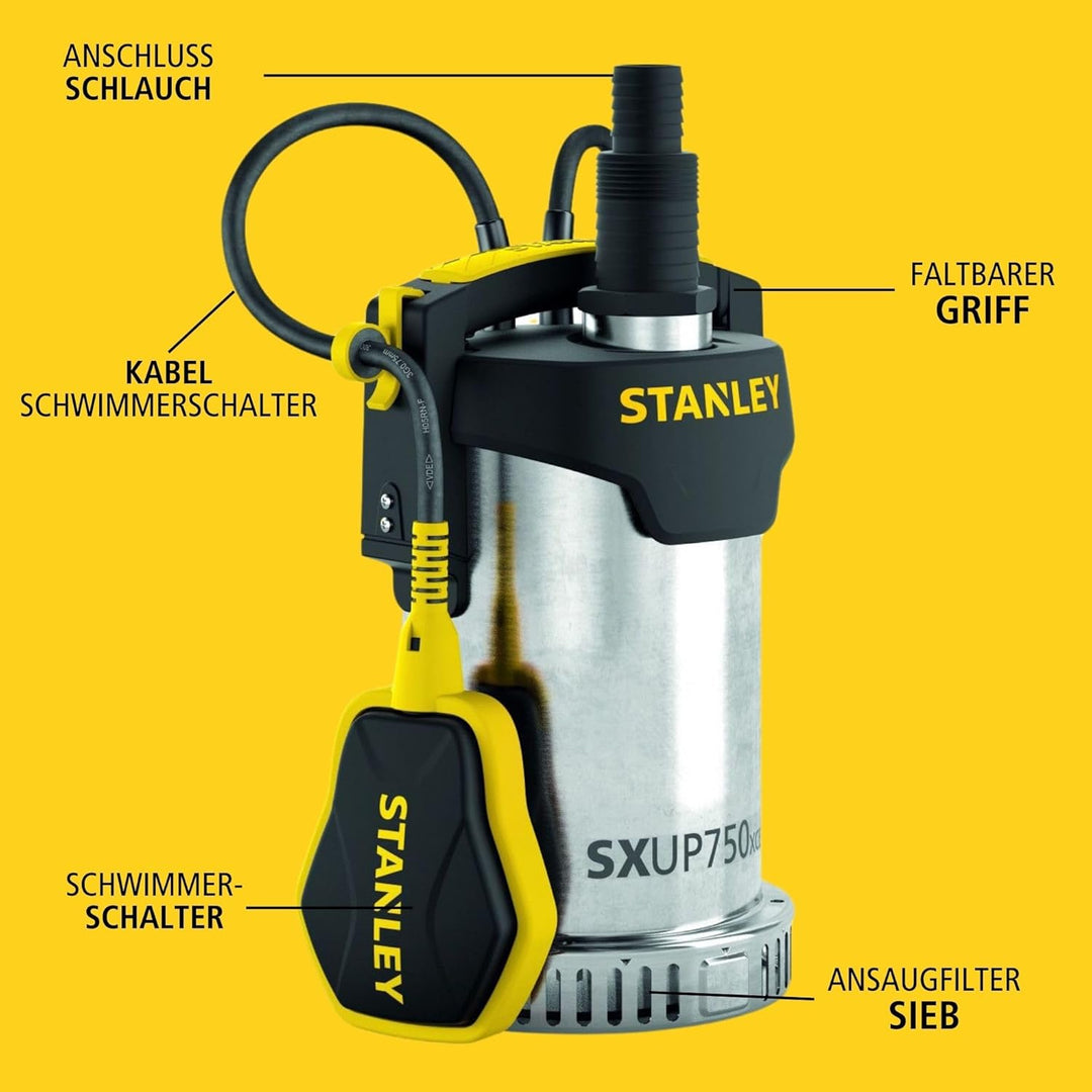 Stanley Tauchpumpe SXUP750XCE für Klarwasser (750 W,max. Förderleistung 11.000 l/h, max. Förderhöhe