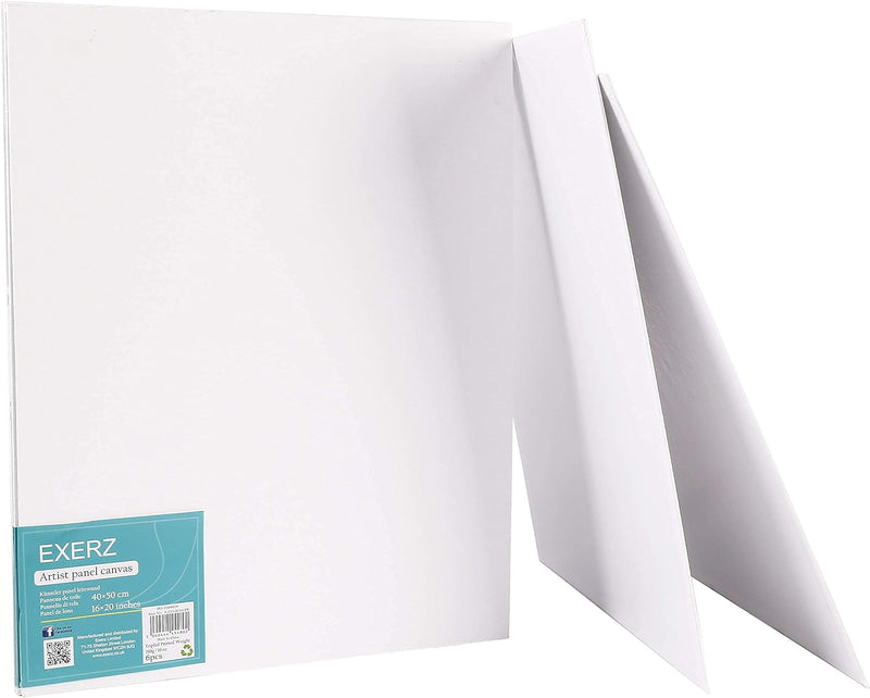 EXERZ 40x50cm Malkarton/Leinwand-Panele 6 Stück 0.3cm dick/Kunstleinwandtafel / 280GSM/ Vorgespannt