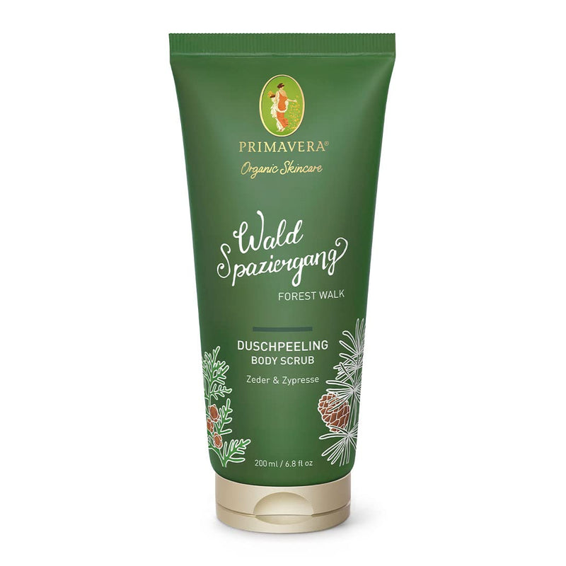 PRIMAVERA Waldspaziergang Duschpeeling 200 ml – Körperpeeling, Naturkosmetik – Zeder, Zypresse Duft