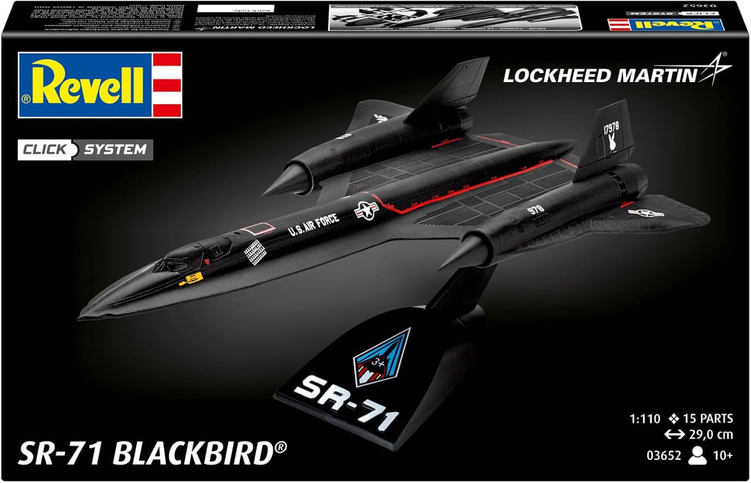 Revell Easy-Click Modellbausatz SR-71 Blackbird I Legendäres USAF-Spionageflugzeug 1:144 I Detailrei