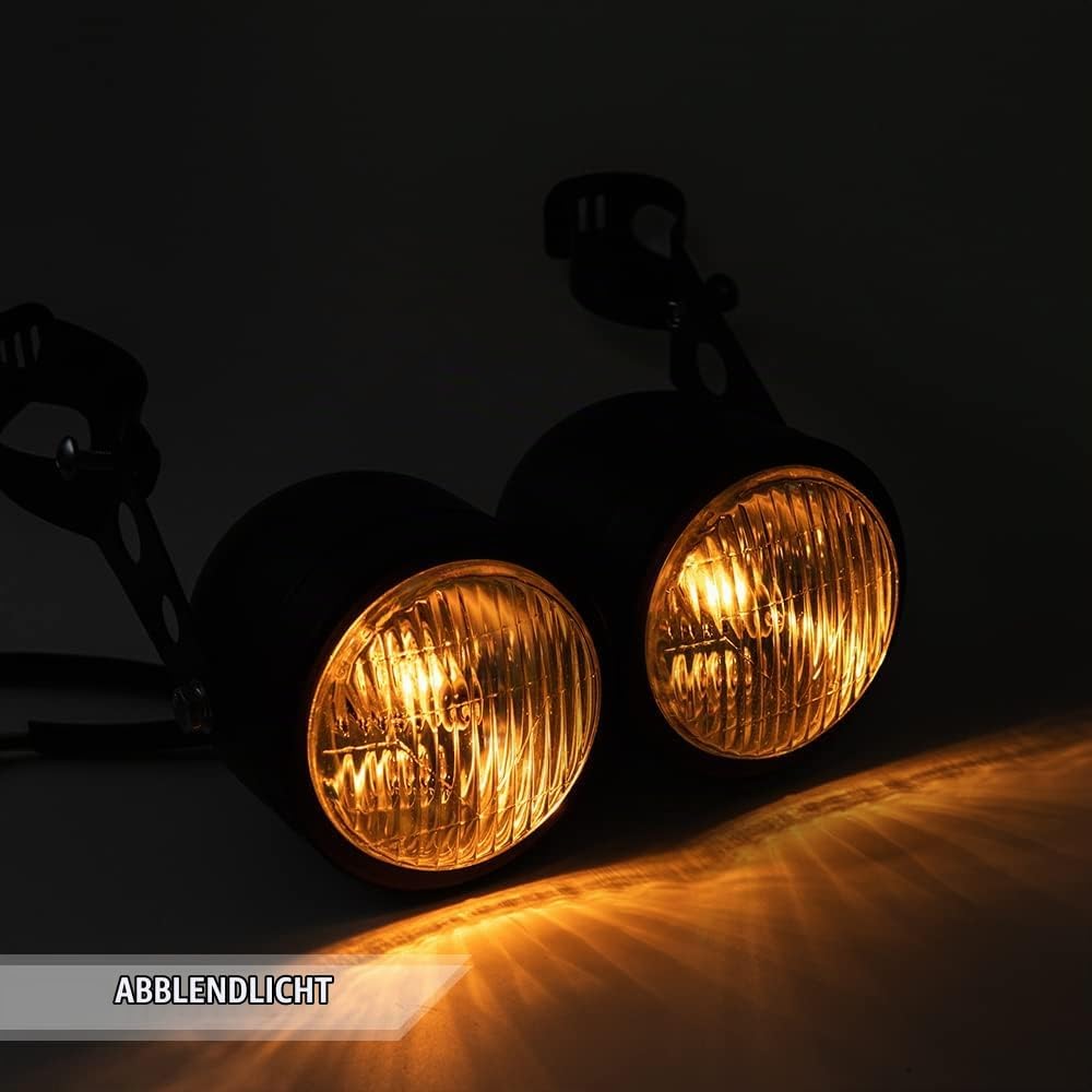 Motorrad scheinwerfer Twin Frontscheinwerfer mit Halterung für Bobber Chopper Cafe Racer