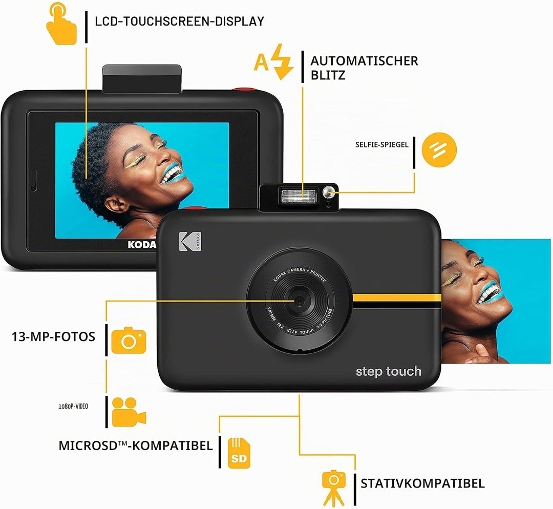 KODAK Step Touch | 13MP Digitalkamera &amp; Instant-Drucker mit 3,5"-LCD-Touchscreen-Display, 1080p HD-V