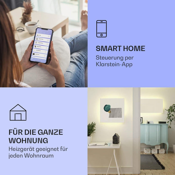 Klarstein 2-in-1 Infrarotheizung & Konvektor, Infrarotheizung mit Thermostat 1000W, IP44-Infrarothei