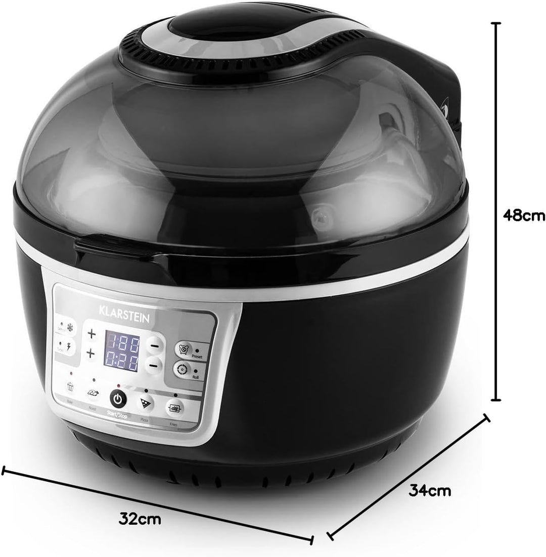 Klarstein VitAir Turbo Heissluftfritteuse - 1400 Watt Heissluftfriteuse, Airfryer mit 9 Liter Garrau