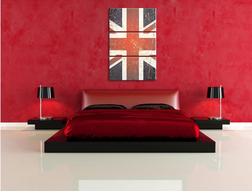 Pixxprint British Union Jack schwarz/weiss als Leinwandbild/Grösse: 3 Teilig (120x80 cm) cm/Wandbild