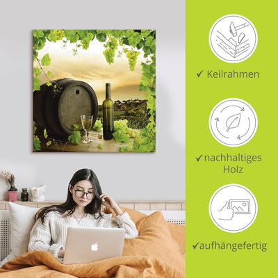 ARTland Leinwandbilder Wandbild Bild auf Leinwand 40x40 cm Quadratisch Landschaft Natur Wein Obst Tr