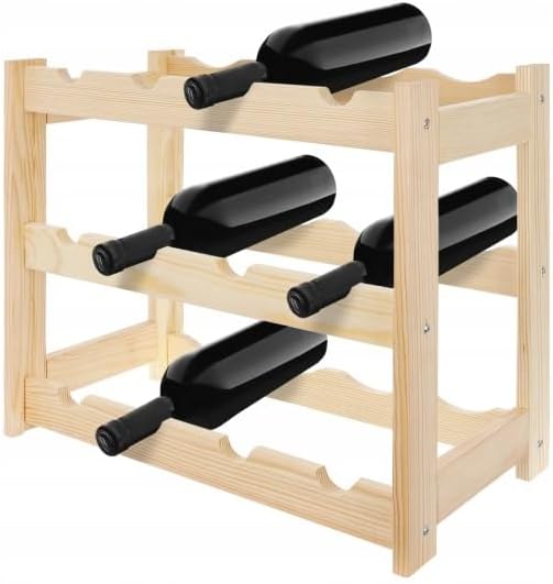 Weinregal Holz 12 Flaschen Natur 44x38x25 cm Wine Rack Regal Flaschenregal Weinflaschenregal Getränk