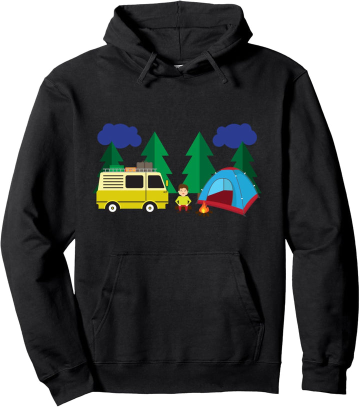 Campen Zelten Wohnmobil Lagerfeuer Natur Hoodie Pullover Hoodie