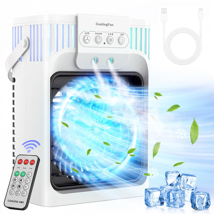 1200ml Mobile Klimaanlage mit Fernbedienung, 5 in 1 Mobiles Klimagerät, 3 Geschwindigkeiten, 3 Nebel