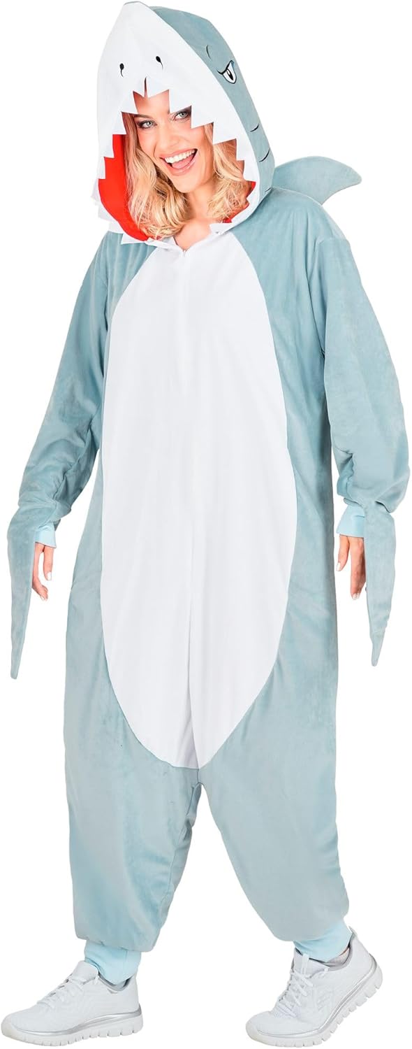 W WIDMANN MILANO Party Fashion - Tier Overall für Erwachsene, weicher Plüsch Jumpsuit mit Kapuze, Ti