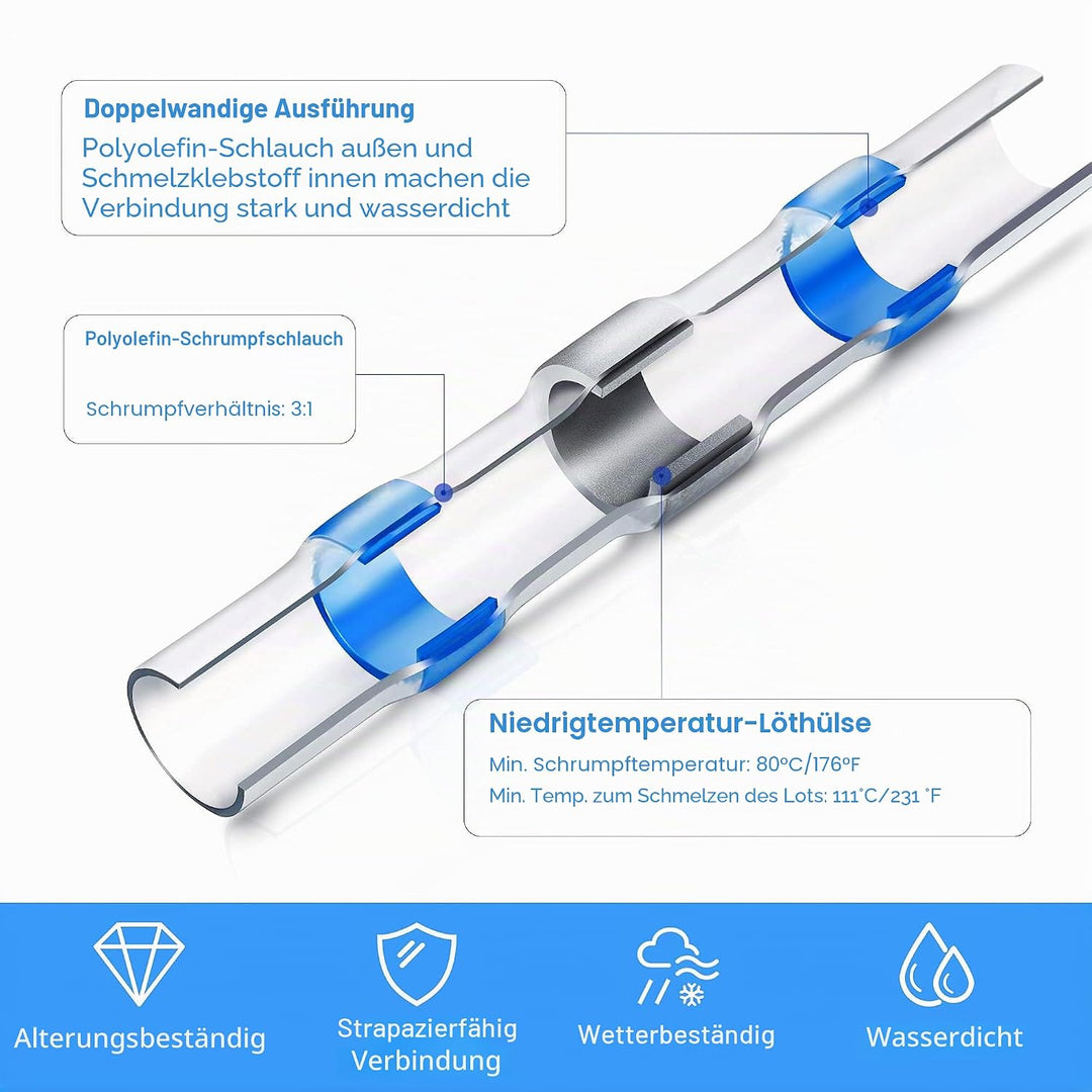 Lötverbinder mit Schrumpfschlauch Kuject 400stk Wasserdichte Kabelverbinder Schrumpfverbinder Schmel