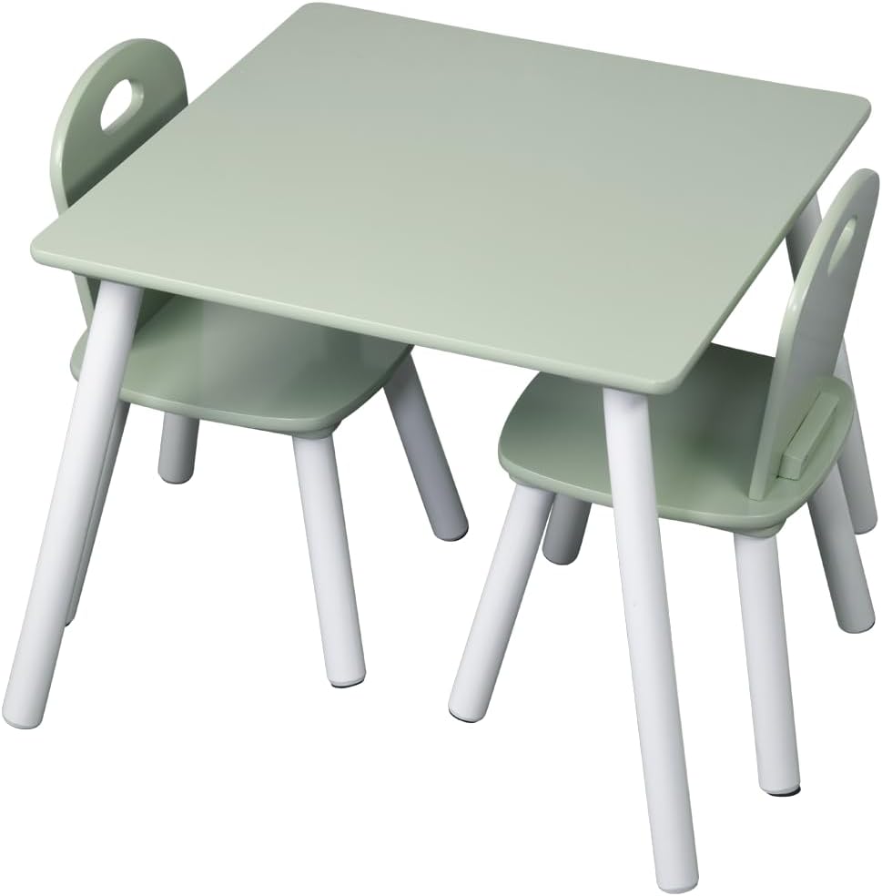 Kesper | Kindertisch mit 2 Stühlen, Weiss/Salbeigrün | 1773313 Weiss, Grün, Weiss, Grün