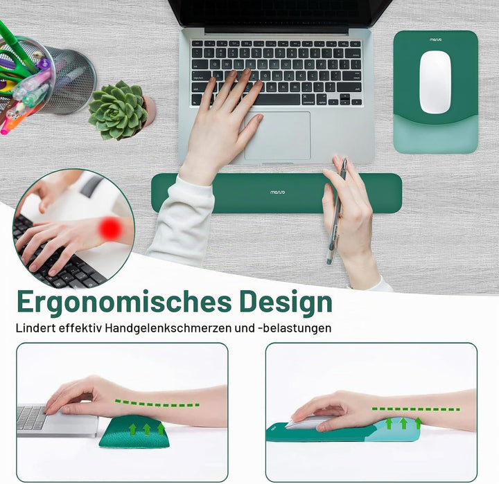 MOSISO Handgelenkstütze für Mauspad&Tastatur Set, Rechteckig Ergonomisch Mauspad Rutschfest Basis Ho