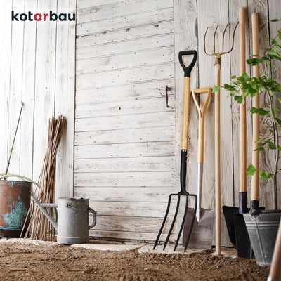 KOTARBAU® Mistforke 4 Zinken 115cm mit Metallstiel Flach für Garten und Landwirtschaft