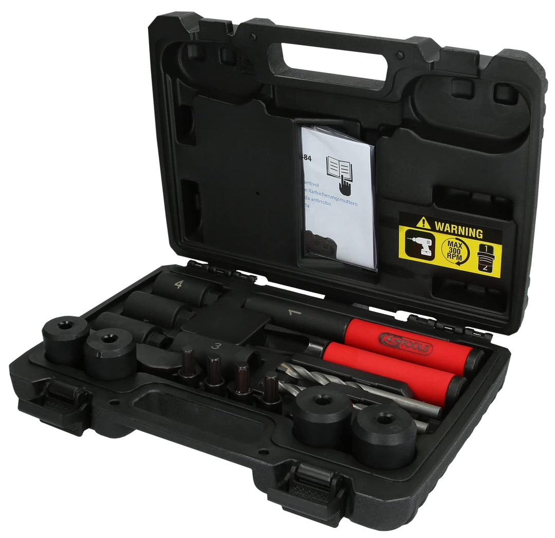 KS Tools 913.1484 Felgenschloss-Ausbohr-Satz, 16-tlg
