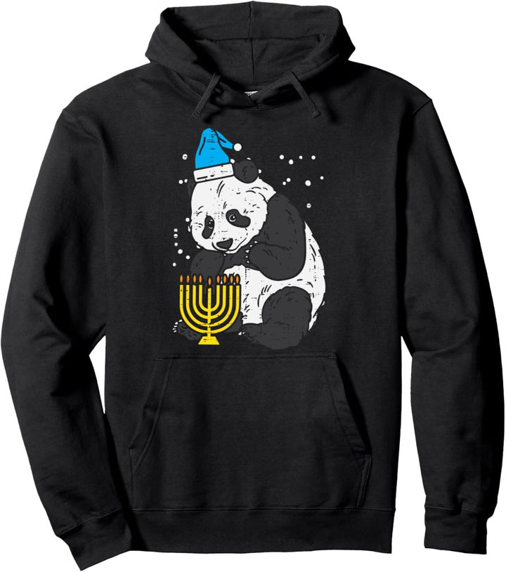 Jewish Panda Menorah Cute Hanukkah Chanukah Bear Animal Gift Pullover Hoodie