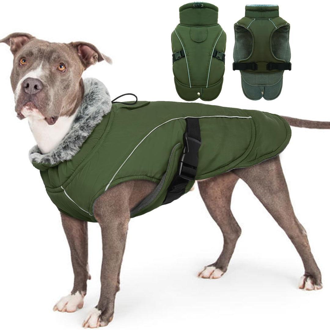 Wasserdicht Hundejacke, Warme Winterjacke Hundepullover mit Fleece Gefütterte Welpen Winterweste Hau