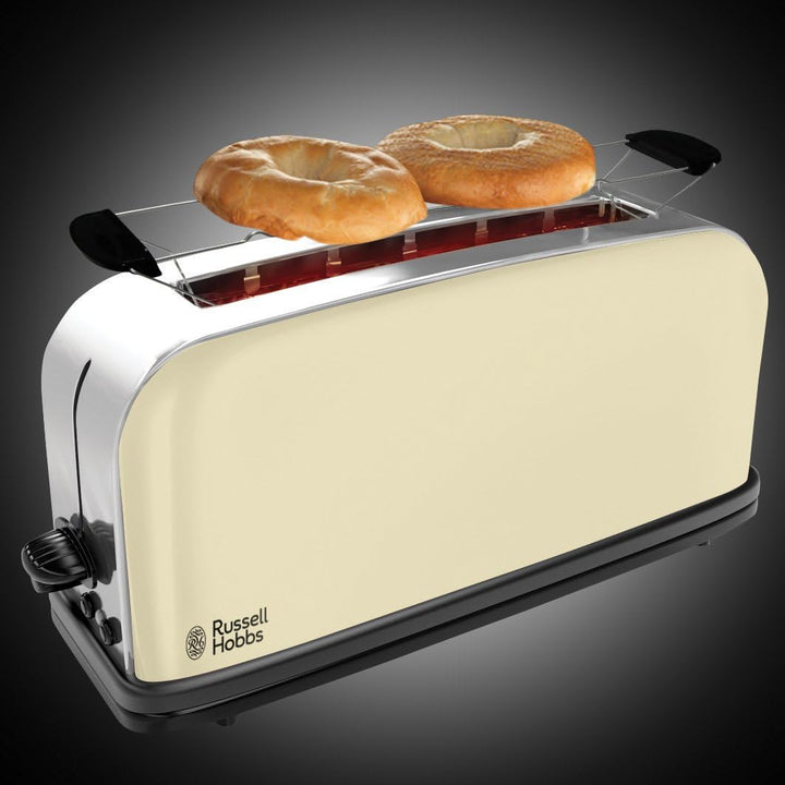 Russell Hobbs Toaster [Langschlitz für 2 Scheiben / 1 breite Brotscheibe] Colours+ Edelstahl Creme (