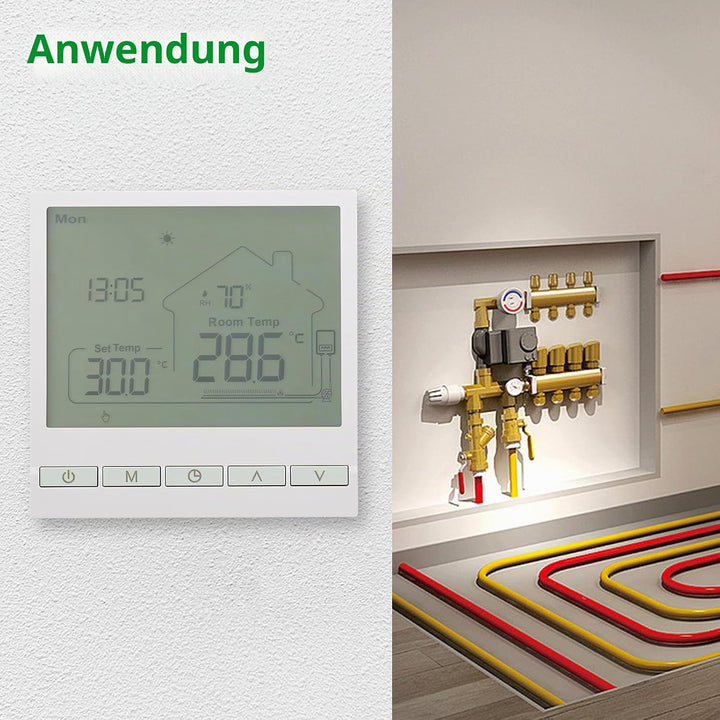 Wengart Digitaler Thermostat WG905,Anzeige der Luftfeuchtigkeit im Innenbereich Programmierbarer The