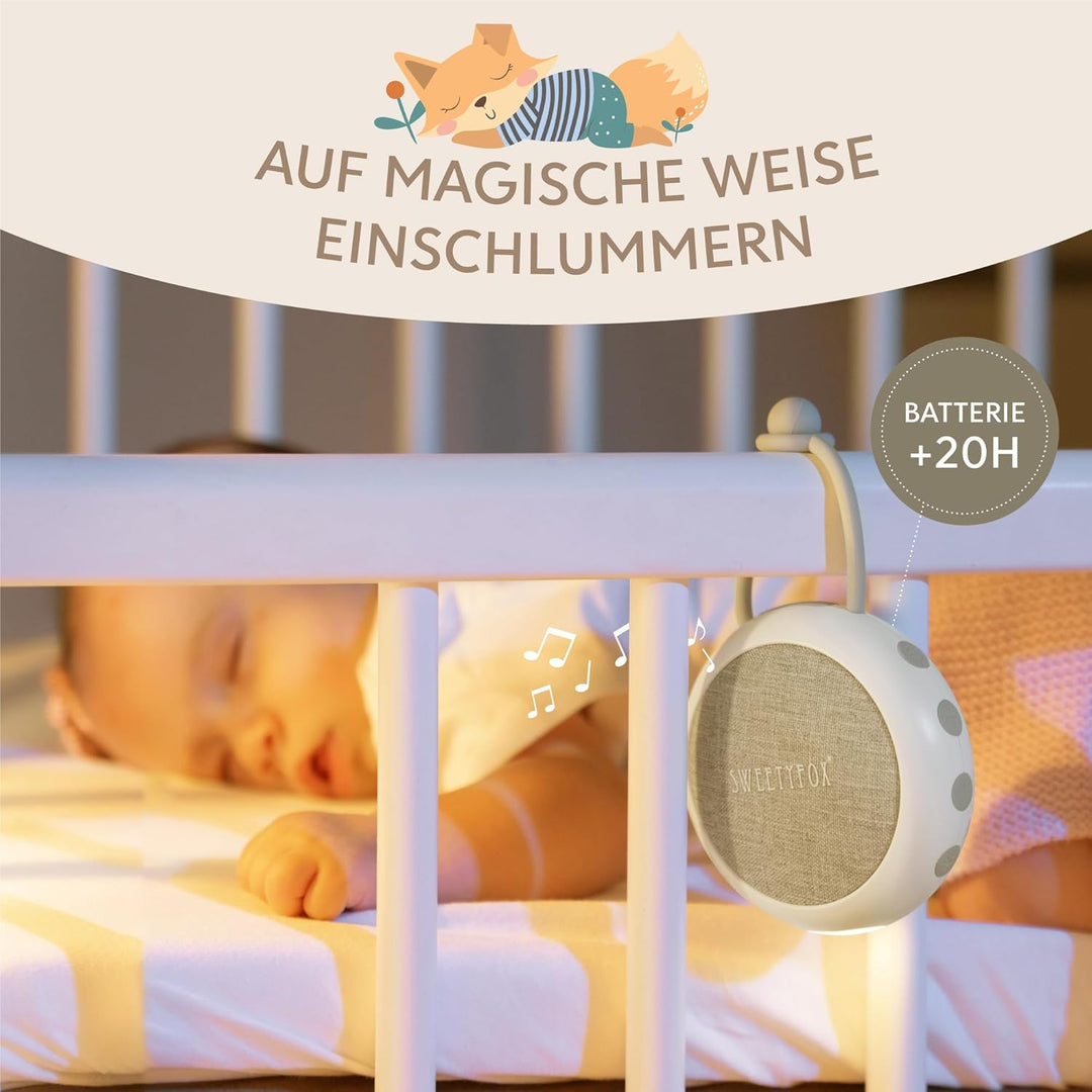 Sweety Fox White Noise Machine Baby - Weiss - Einschlafhilfe Babys, Wiegenlied Baby, Nachtlicht und