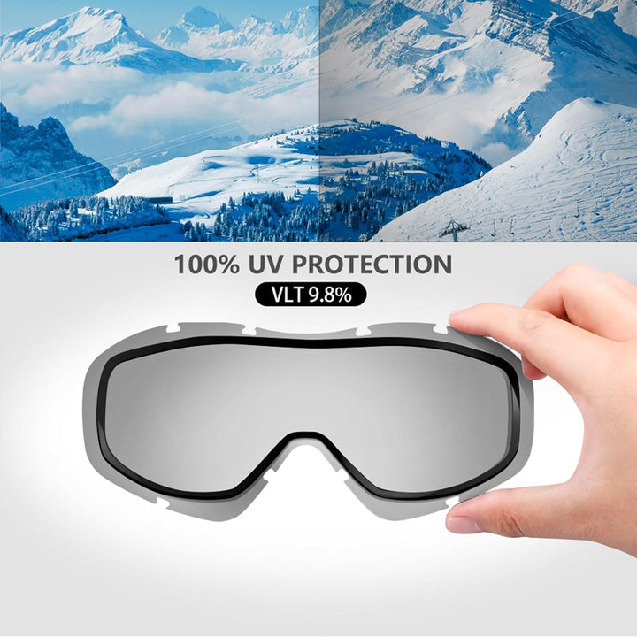 OutdoorMaster Unisex Skibrille OTG für Damen und Herren, Snowboard Brille Schneebrille 100% UV-Schut