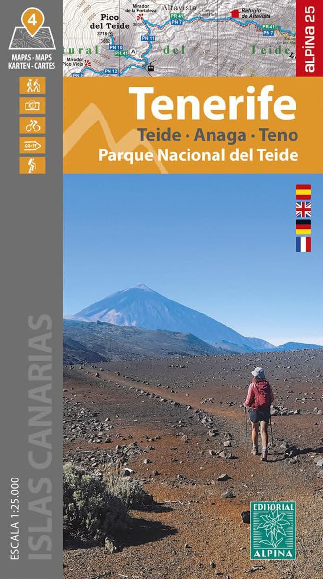 Tenerife: Alpina Wanderkarte 4 Karten, Karte
