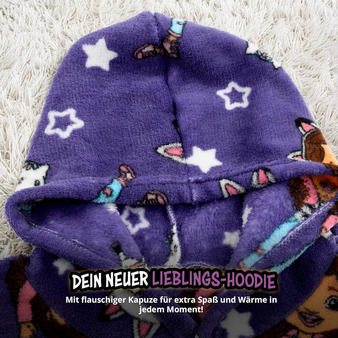 United Labels Gabby's Dollhouse Oversize Hoodie Decke mit Ärmeln und Kapuze für Mädchen, Lila, Kusch