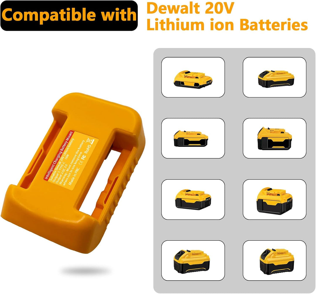 TPDL 2 Pack USB Ladegerät Adapter für Dewalt 18V 20V Akku, mit Typ C Schnellladeanschluss & USB-Ansc