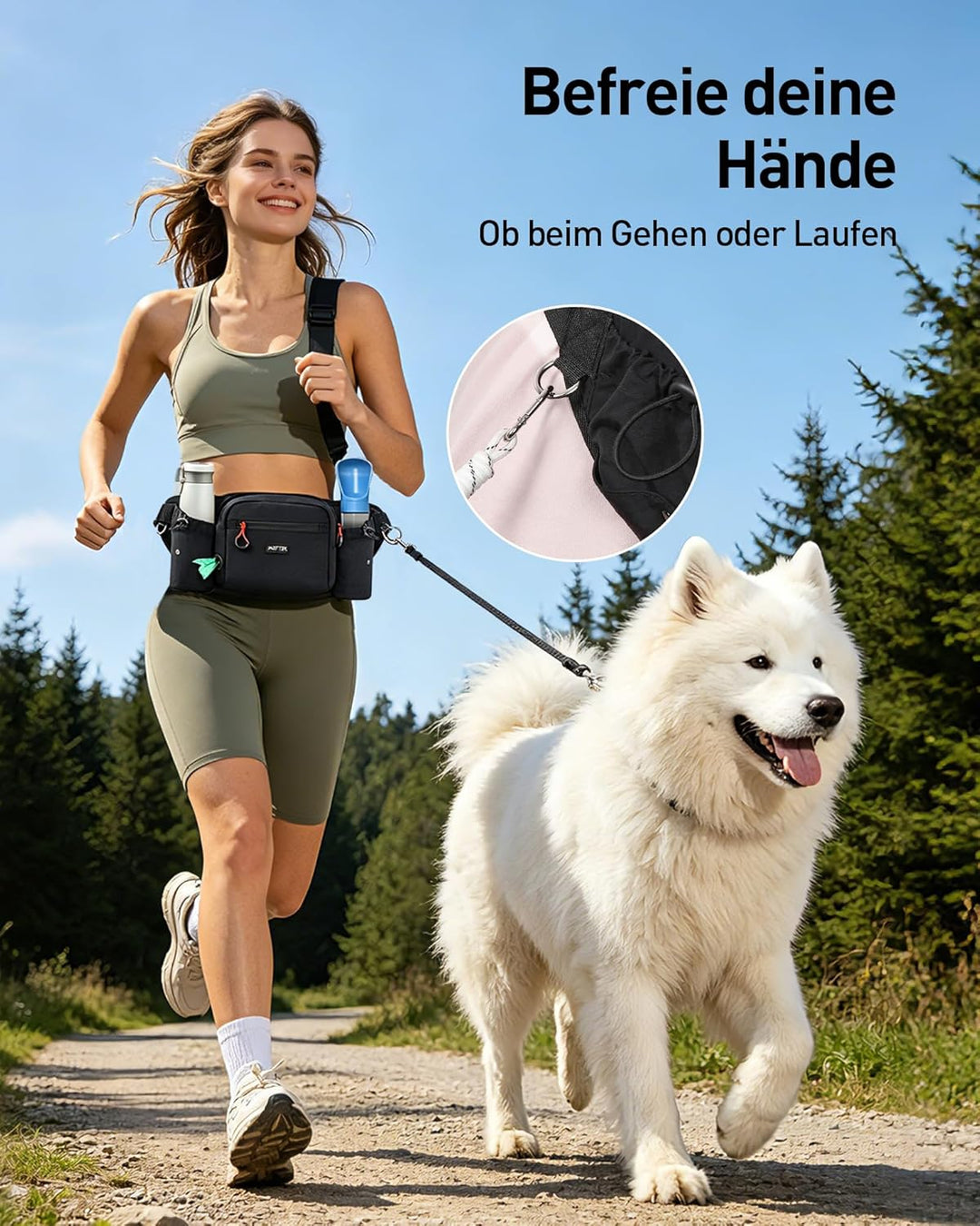 AGPTEK Bauchtasche mit Leckerli-Tasche, Futterbeutel Hunde, Leckerlibeutel für Hunde, leichte Gürtel
