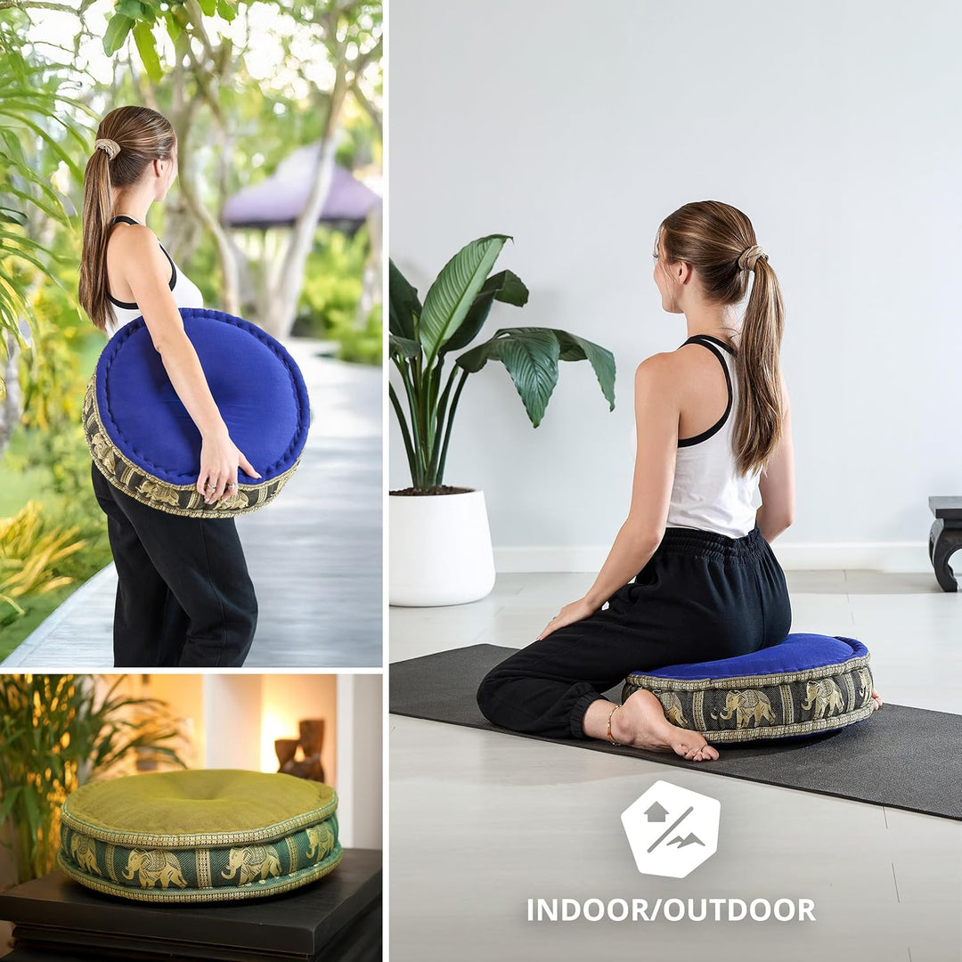 livasia Meditationskissen mit Thaiseide, Yogakissen mit Kapok, Pouf, Bodenkissen für Yoga und Zen Me